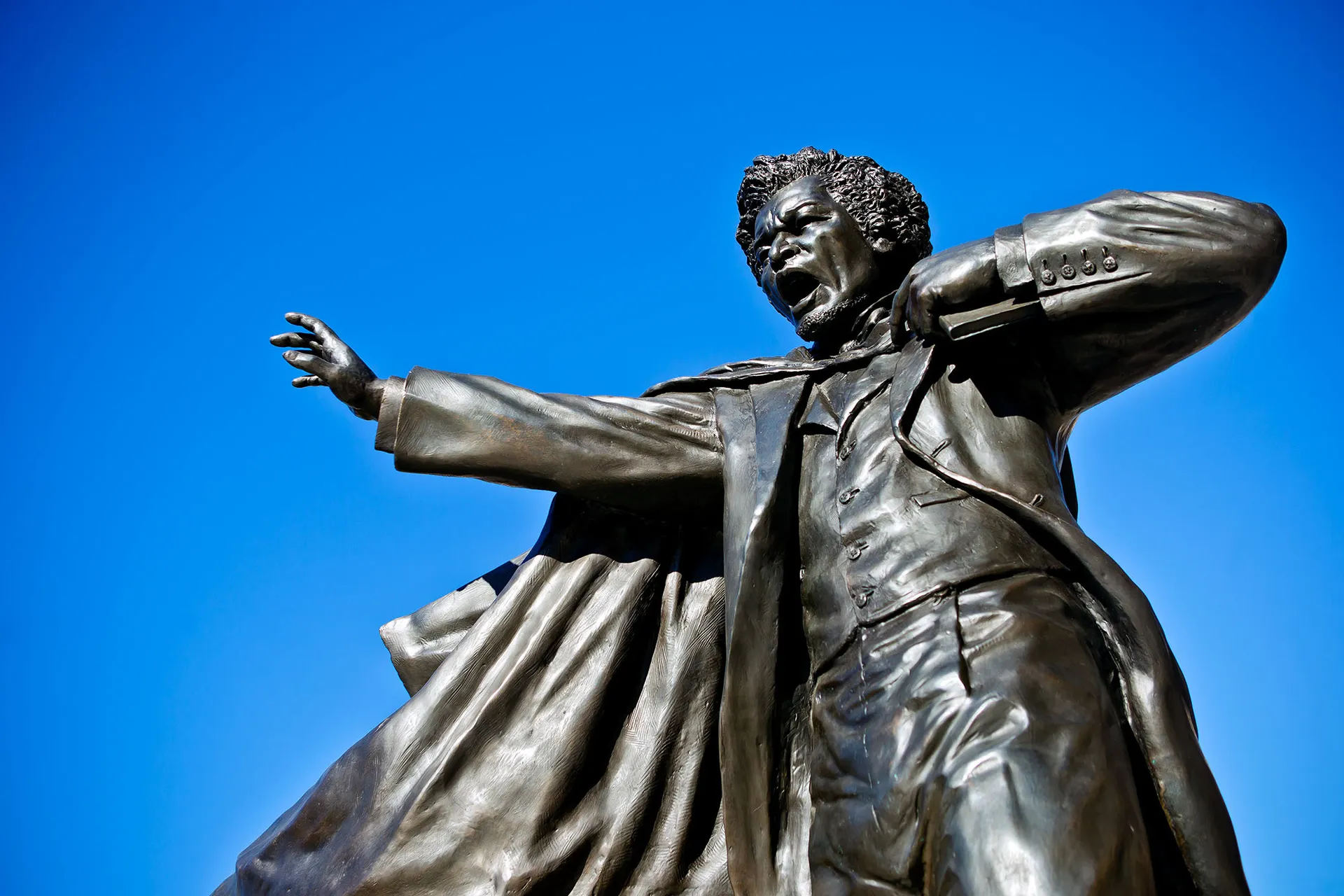 View of Frederick Douglass Statue and Frederick Douglass Square on Hornbake Plaza.
