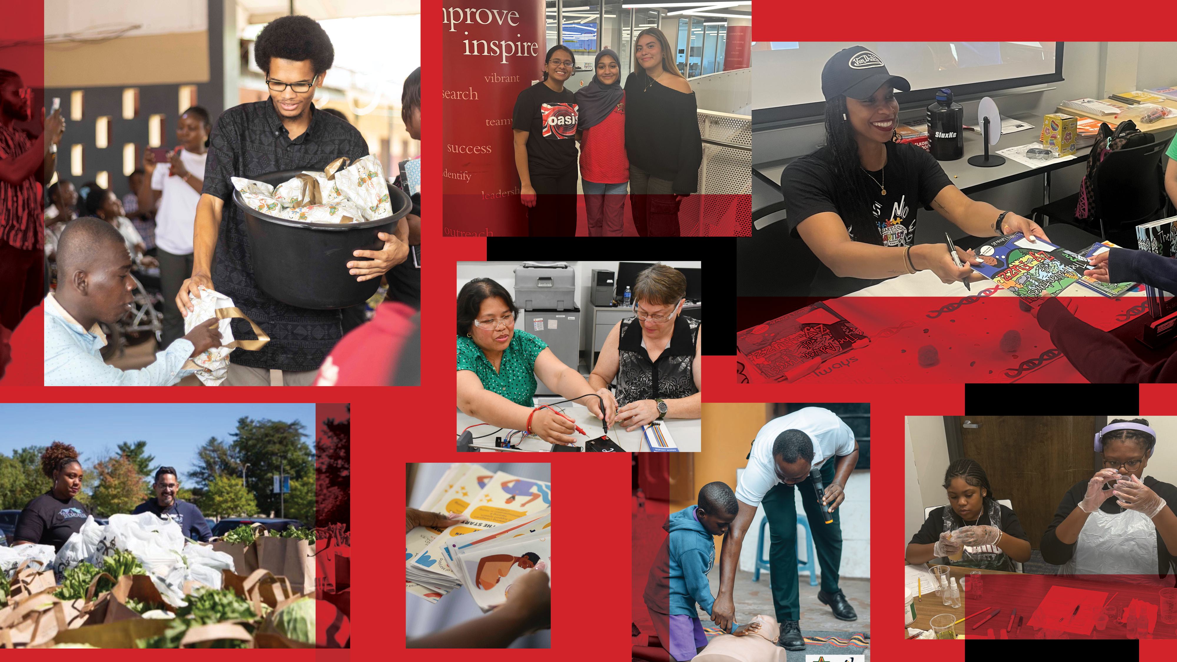 collage of images showing Terps volunteering