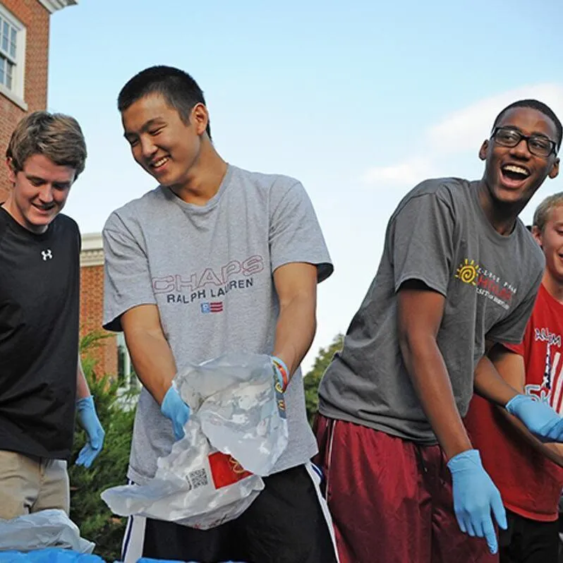 Young men participating in an activity