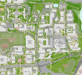 Screen capture depicting the UMD Campus map centered on the Regents Drive garage area